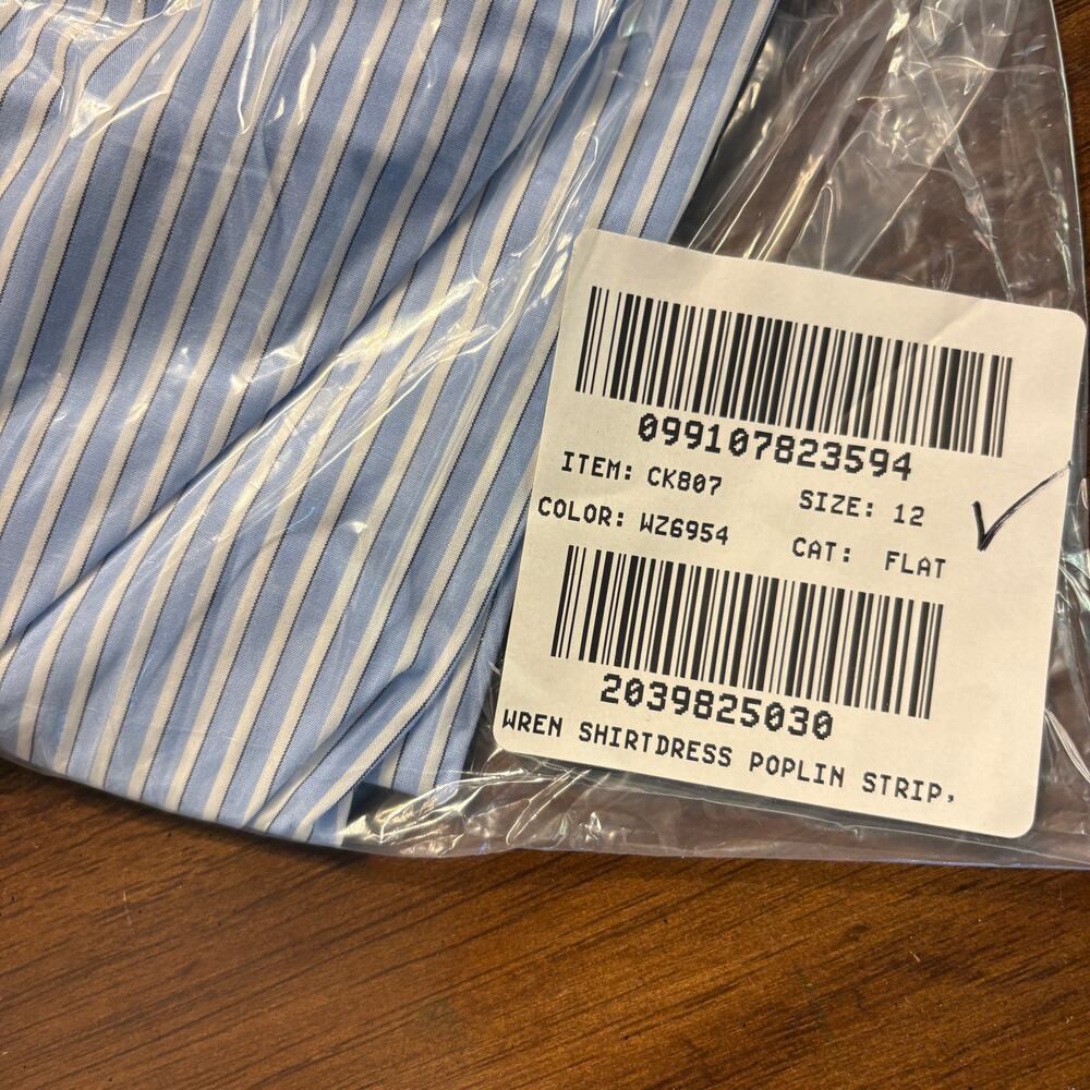 J Crew Wren Lace Trim Shirt Dress 12 NWT Blue White Stripe Coastal CK807 J.Crew - Picture 5 of 5